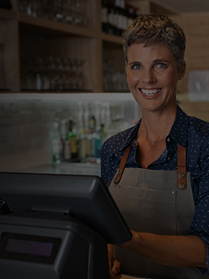 cashier at point of sale unit